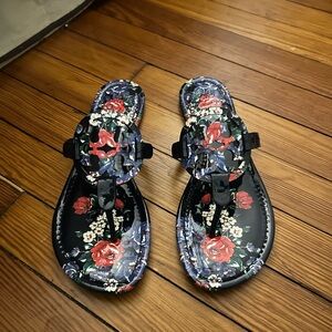 Tory Sport Navy Floral Miller Sandals